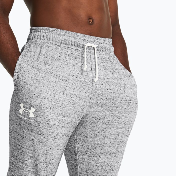 Under Armour men's Rival Terry Jogger mod gray light heather/onyx white trousers 4