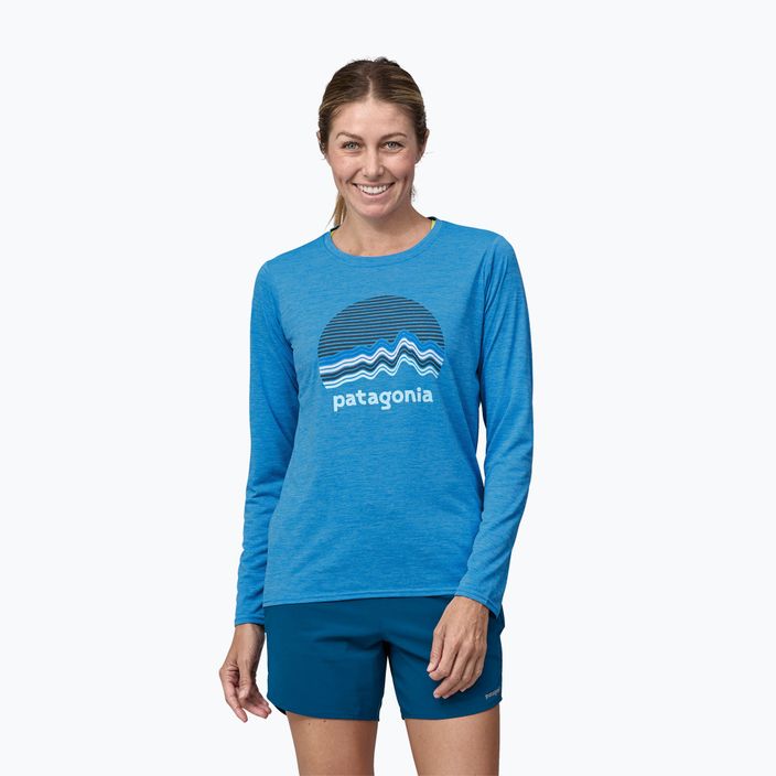 Women's Patagonia Cap Cool Daily Graphic Shirt ridge rise moonlight/vessel blue x-dye longsleeve