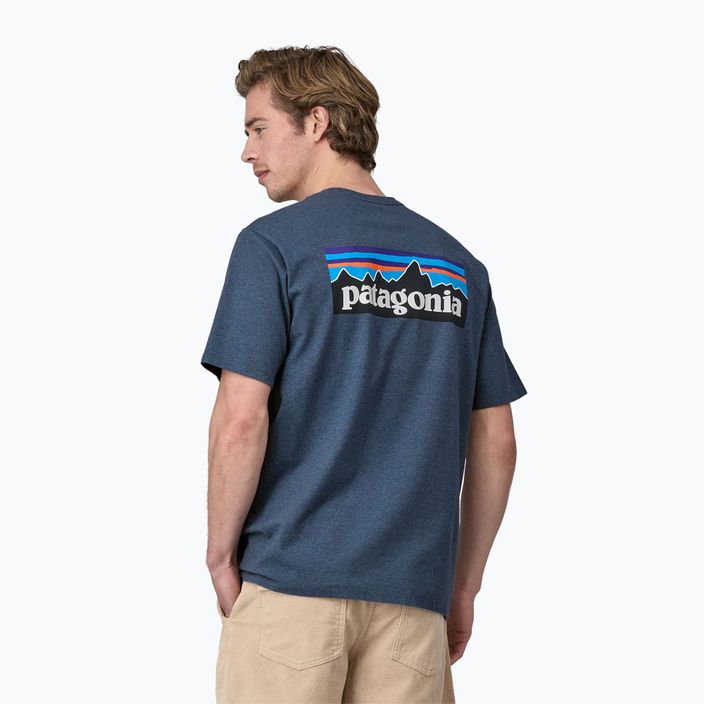 Men's Patagonia P-6 Logo Responsibili-Tee utility blue trekking t-shirt 2