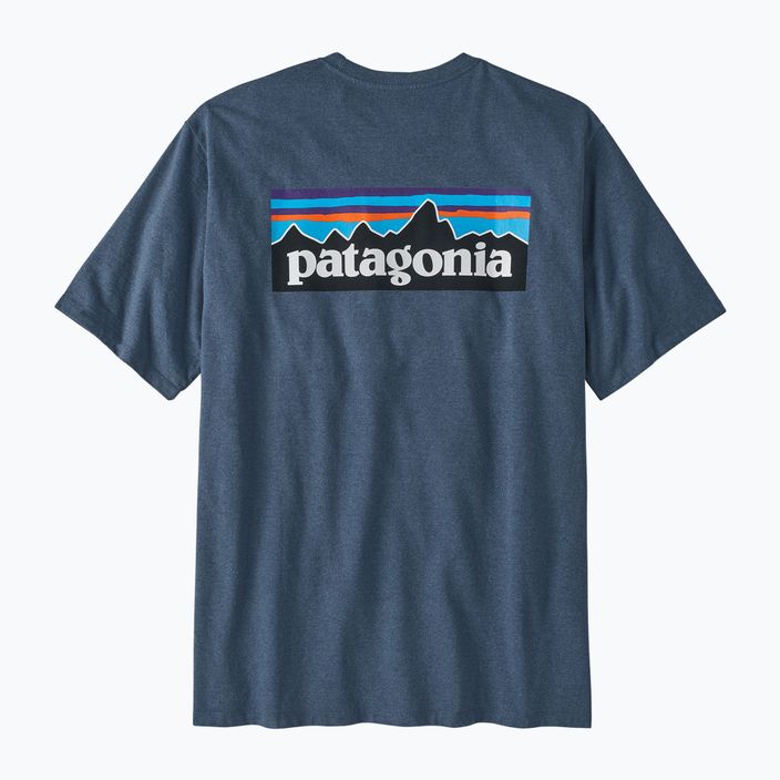 Men's Patagonia P-6 Logo Responsibili-Tee utility blue trekking t-shirt 4