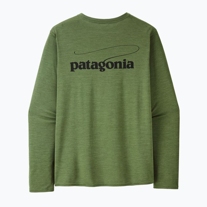 Men's Patagonia Cap Cool Daily Graphic Shirt-Waters casting logo/terrain green x-dye longsleeve