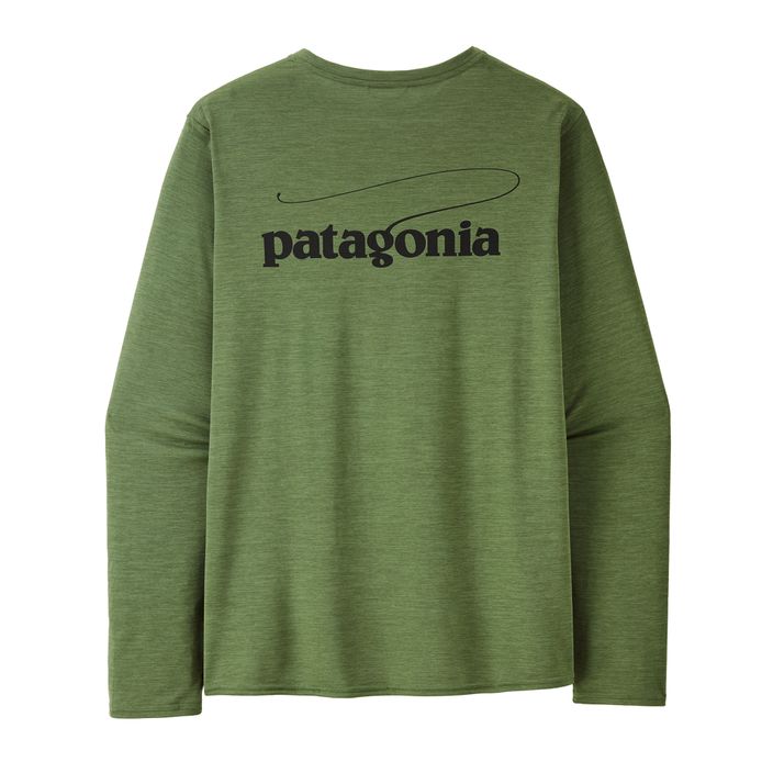 Men's Patagonia Cap Cool Daily Graphic Shirt-Waters casting logo/terrain green x-dye longsleeve 2