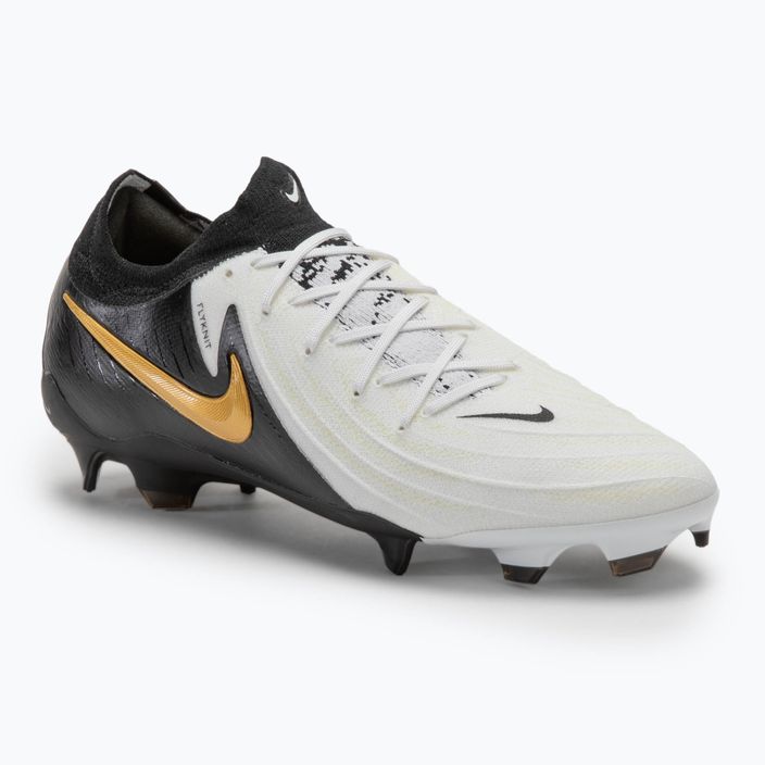 Men's Nike Phantom GX II Pro FG football boots white/metallic gold coin/black