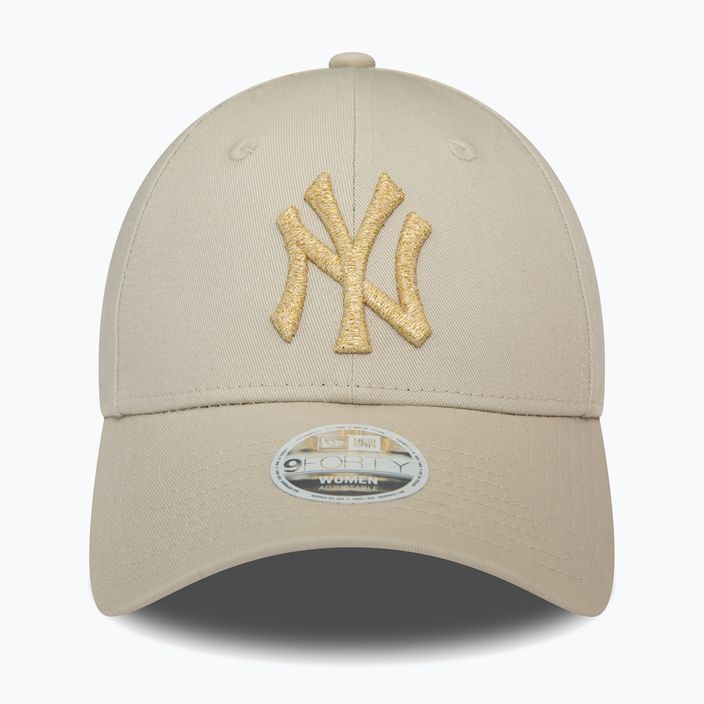 Women's New Era Metallic Logo 9Forty New York Yankees baseball cap light beige 2