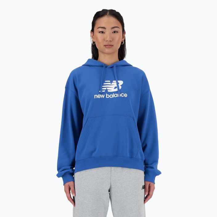 Women's New Balance French Terry Stacked Logo Hoodie blueagat
