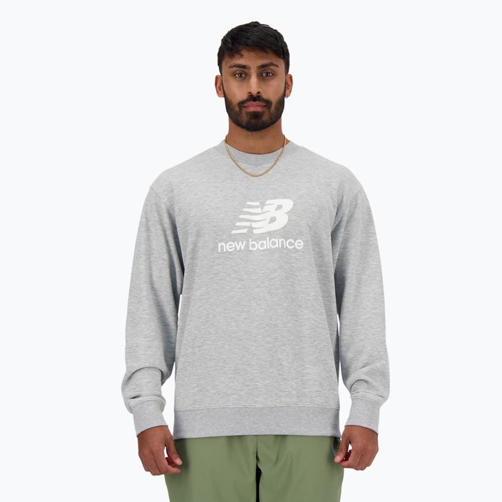 Men's New Balance Stacked Logo French Terry Crew athletic grey sweatshirt