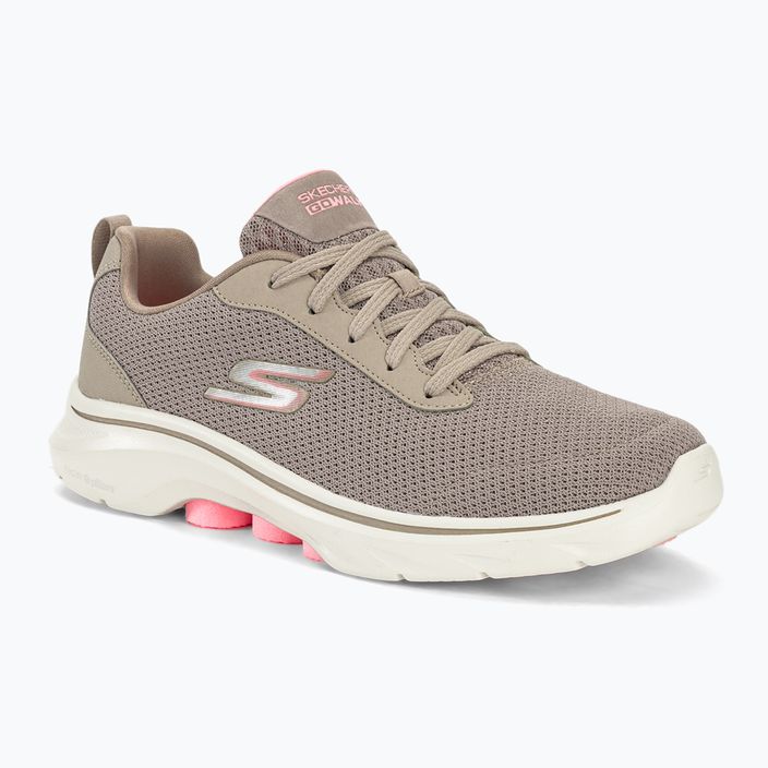 Women's SKECHERS Go Walk 7 Clear Path taupe/pink shoes