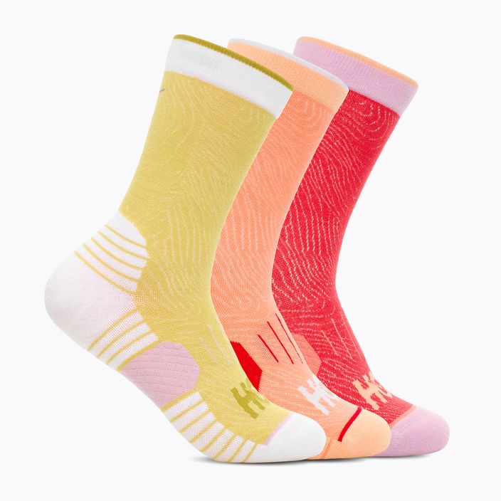 HOKA Crew Run Sock 3 pairs cerise/papaya/aura running socks