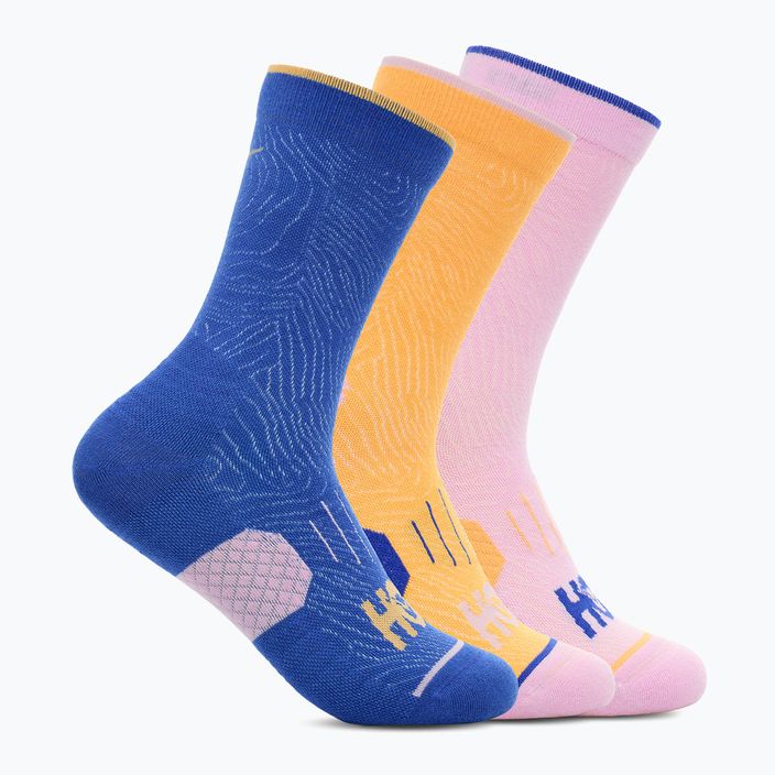 HOKA Crew Run Socks 3 pairs pink twillight/sherbert/dazzling blue