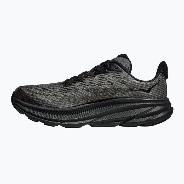 HOKA Clifton 9 black/carbon black children's running shoes 10