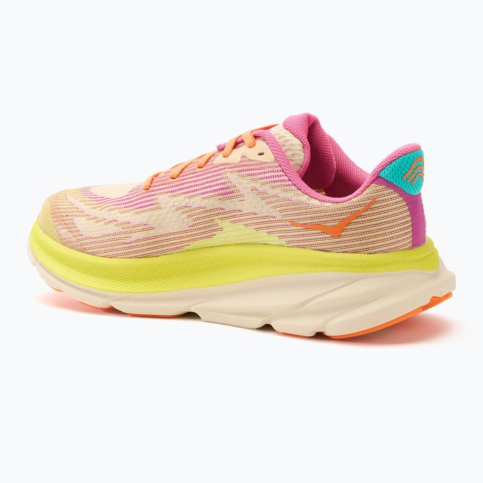 HOKA Clifton 9 fuchsia/vanilla children's running shoes 3