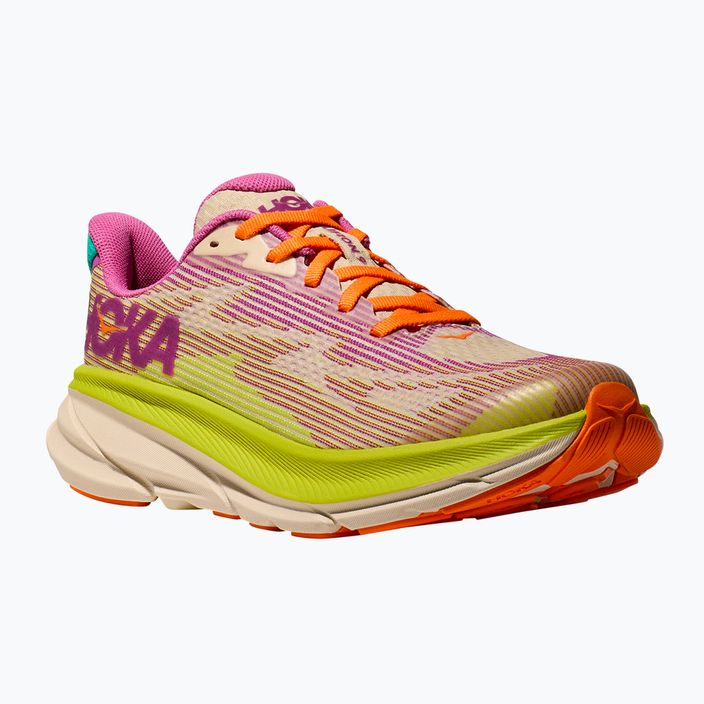 HOKA Clifton 9 fuchsia/vanilla children's running shoes 8