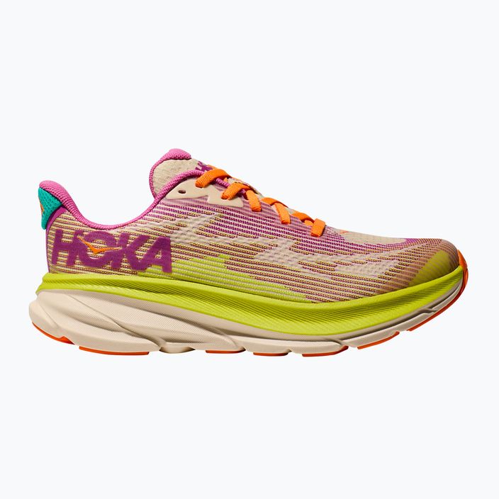 HOKA Clifton 9 fuchsia/vanilla children's running shoes 9