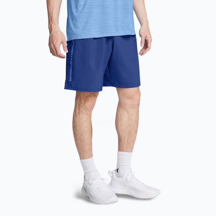 Men's Under Armour Woven Wordmark tech blue/horizon blue training shorts