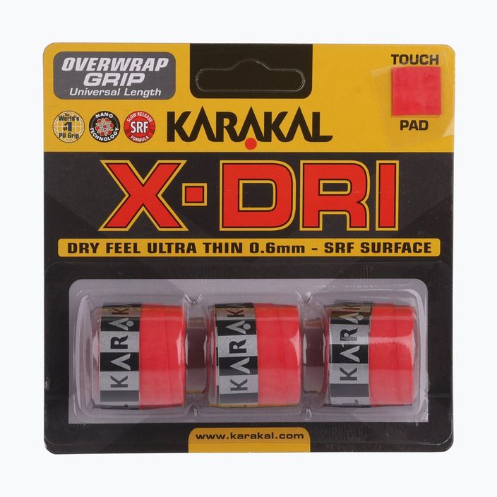 Squash racket wrap Karakal X-Dri Grip 3 pcs red.