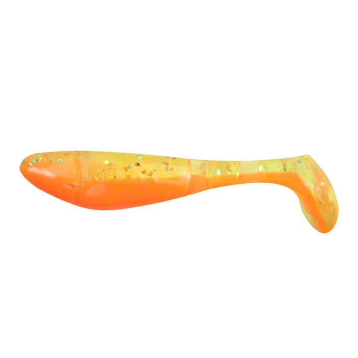 Relax Hoof rubber lure 2.5 Laminated 4pc orange chartreuse-hologram glitter BLS25 2