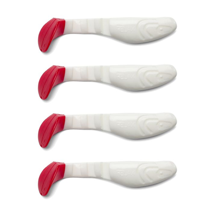 Rubber bait Relax Hoof 3 Tail 4 pcs white-red BLS3-T 2
