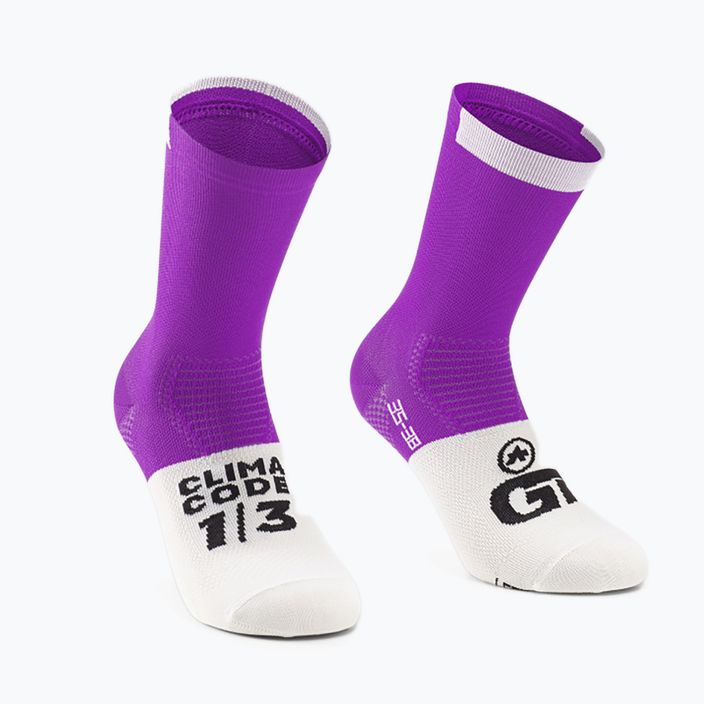 ASSOS GT C2 cycling socks purple and white P13.60.700.4B 4