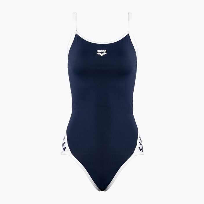 Women's one-piece swimsuit arena Team Stripe Super Fly Back One Piece navy blue 001195/701
