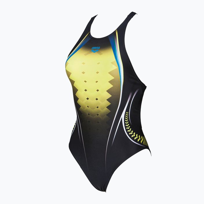 Women's one-piece swimsuit arena One Placed Print One Piece black and yellow 001191 4