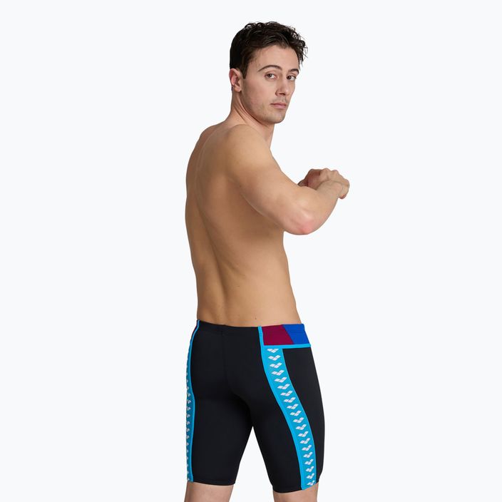 Men's arena Icons Swim Panel Jammer black/neon blue/red fandango/turquoise 4