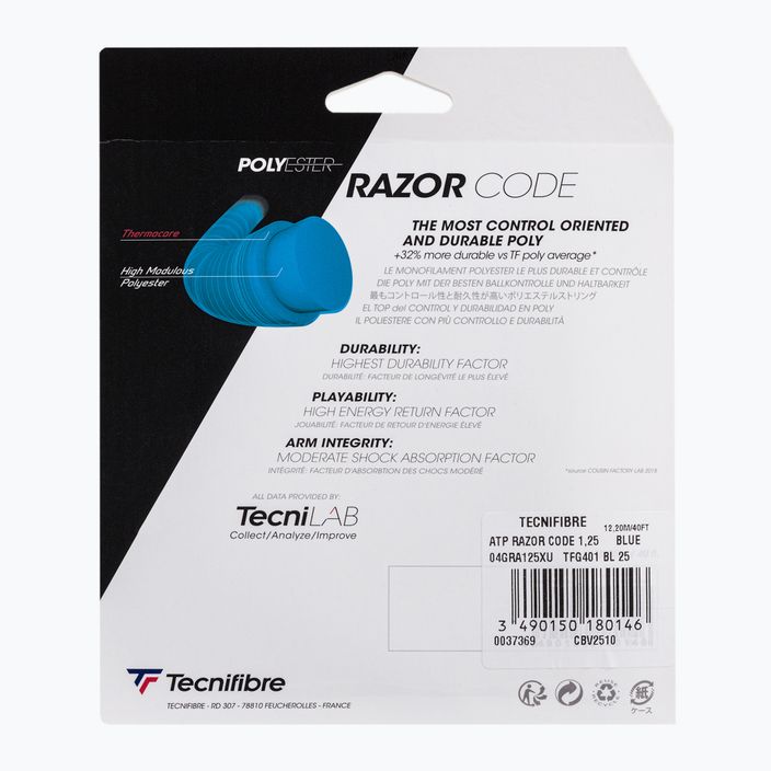Tennis string Tecnifibre Razor Code 12 m blue 04GRA125XU 2