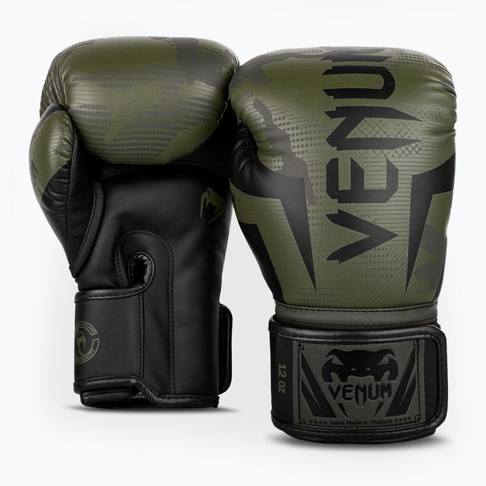 Venum Elite khaki camo boxing gloves 5