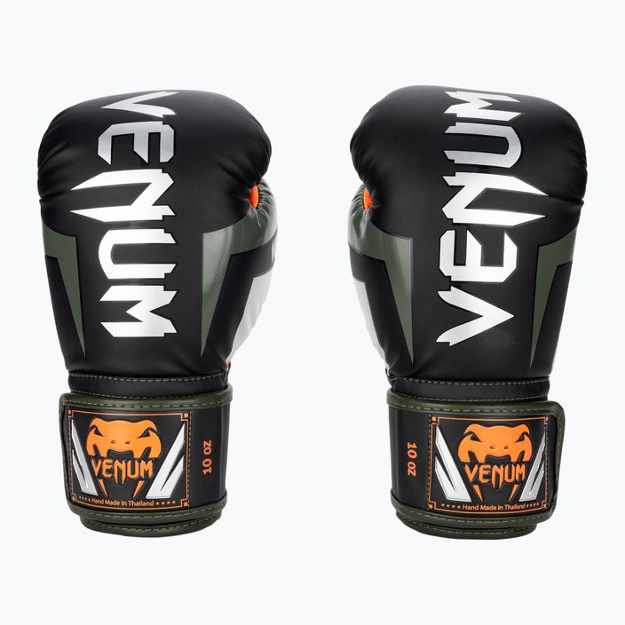 Venum Elite black/silver/kaki boxing gloves