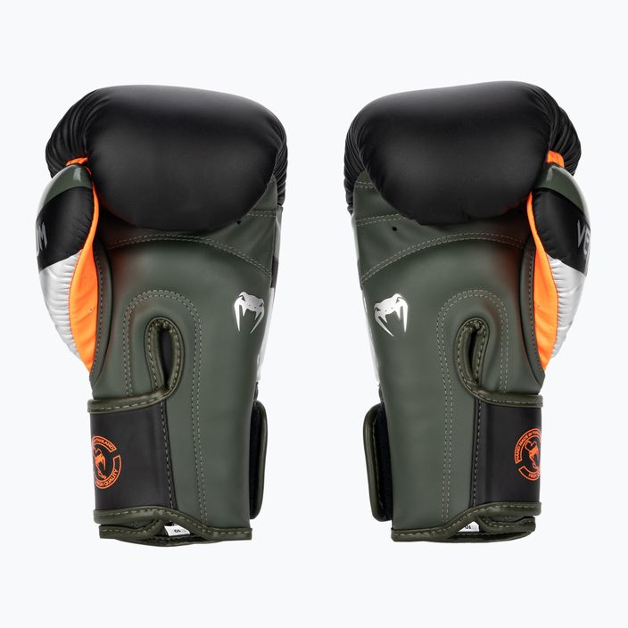 Venum Elite black/silver/kaki boxing gloves 2