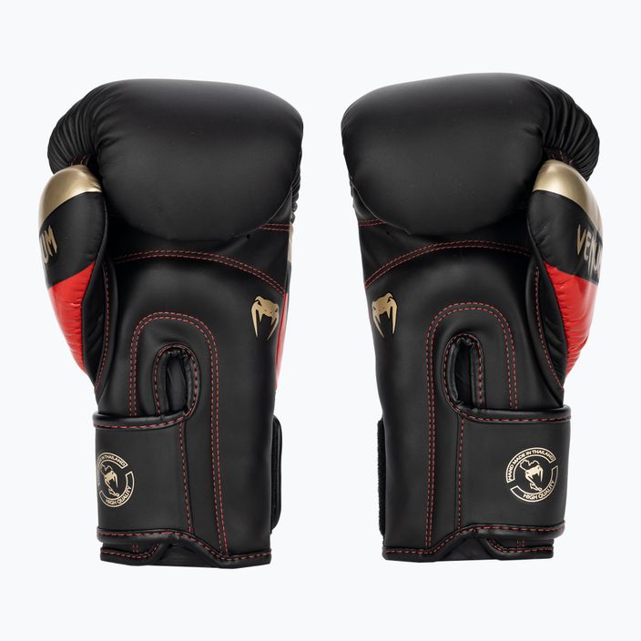 Venum Elite boxing gloves black/gold/red 2
