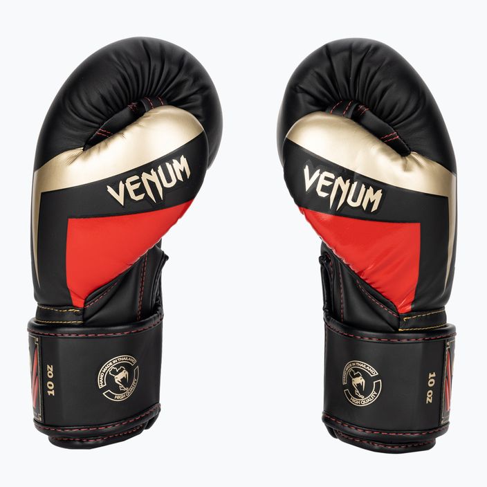 Venum Elite boxing gloves black/gold/red 3