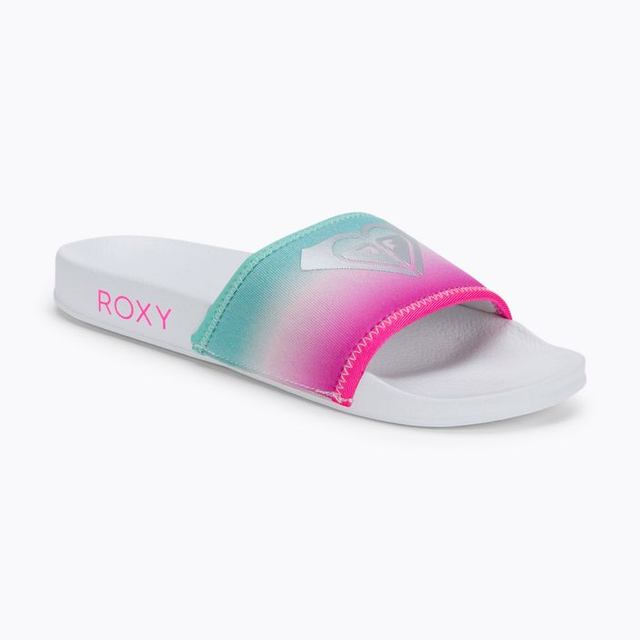 Children's flip-flops ROXY Slippy Neo G 2021 white/crazy pink/turquoise