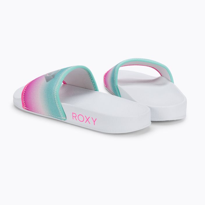 Children's flip-flops ROXY Slippy Neo G 2021 white/crazy pink/turquoise 3