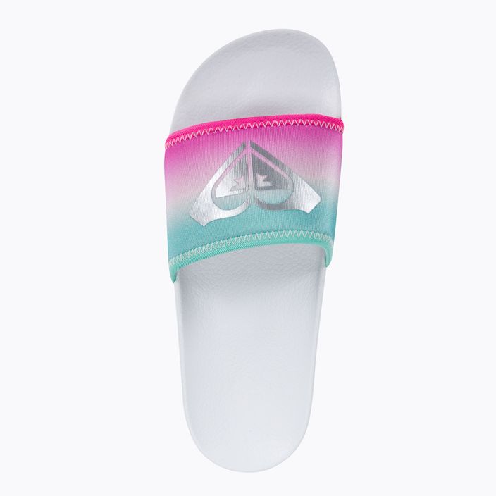 Children's flip-flops ROXY Slippy Neo G 2021 white/crazy pink/turquoise 6