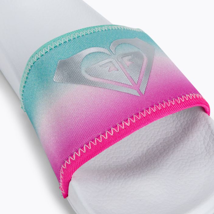 Children's flip-flops ROXY Slippy Neo G 2021 white/crazy pink/turquoise 7