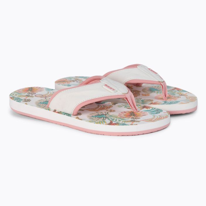 Women's flip flops ROXY Coastin Print 2021 white/pink 5