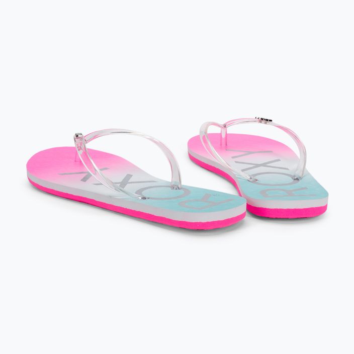 Women's flip flops ROXY Viva Jelly 2021 white/crazy pink/turquoise 3