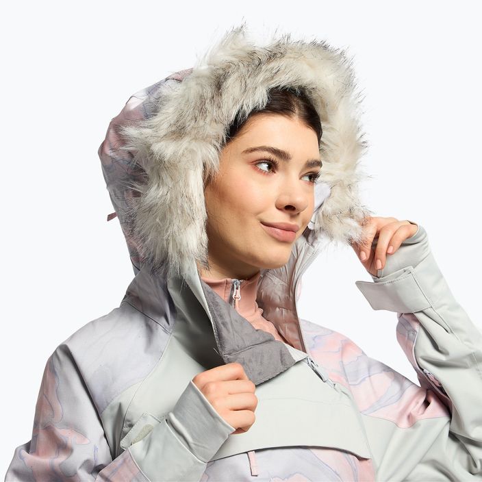 Women's snowboard jacket ROXY Chloe Kim Overhead 2021 gray violet marble 6