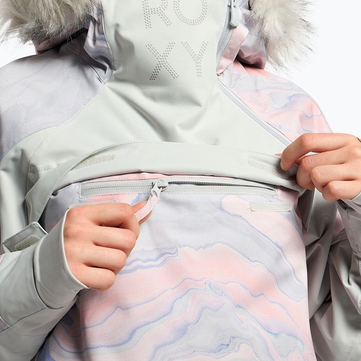 Women's snowboard jacket ROXY Chloe Kim Overhead 2021 gray violet marble 9