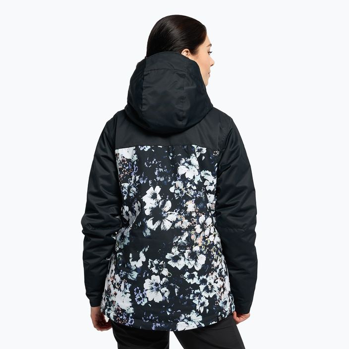 Women's snowboard jacket ROXY Jetty Block 2021 true black black flowers 4