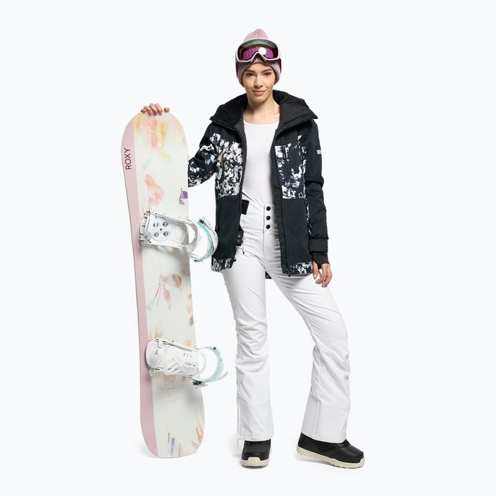 Women's snowboard jacket ROXY Presence Parka 2021 true black black flowers 2