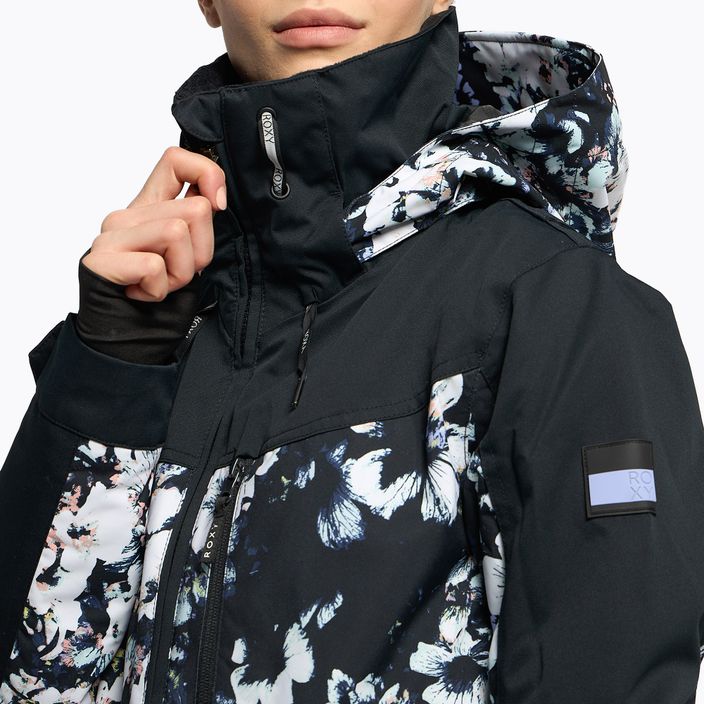 Women's snowboard jacket ROXY Presence Parka 2021 true black black flowers 6