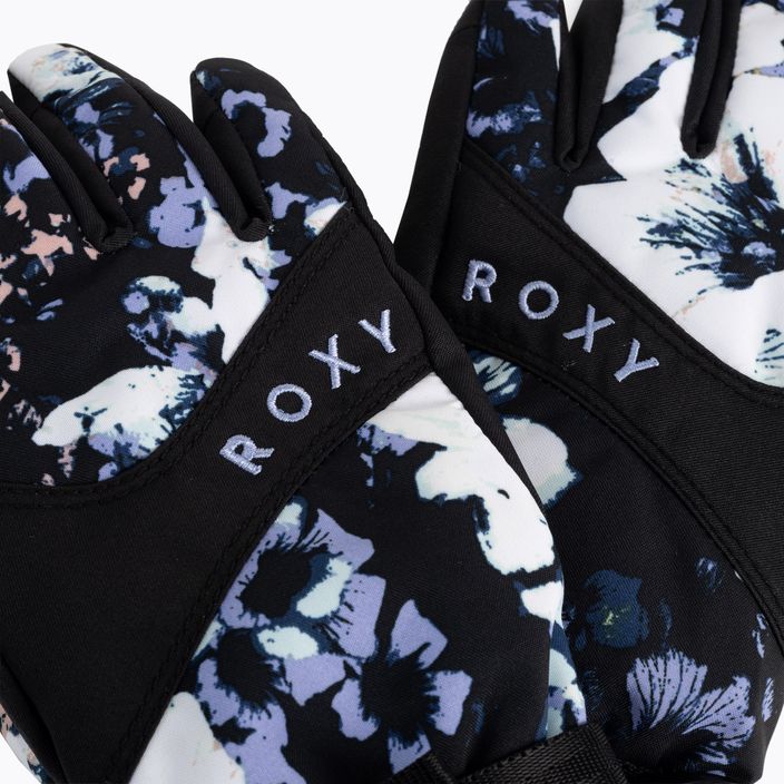 Children's snowboard gloves ROXY Jetty 2021 true black black flowers 4