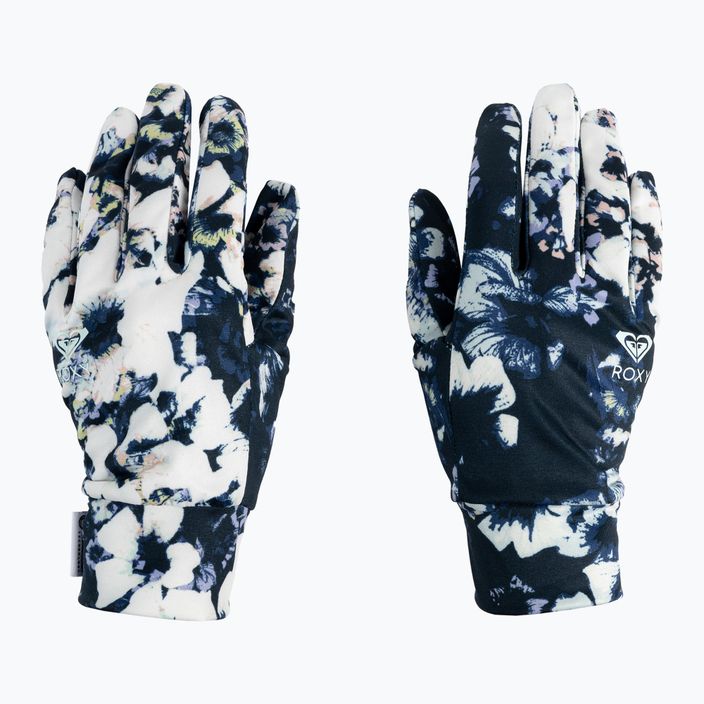 Women's snowboard gloves ROXY Hydrosmart Liner 2021 true black black flowers 2