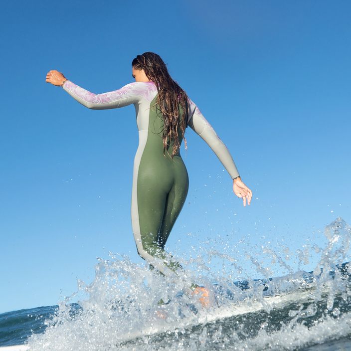 ROXY women's 4/3 mm Rise BZ palmed out light gray swimming wetsuit 27