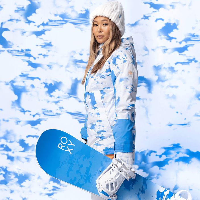 Women's snowboard jacket ROXY Chloe Kim azure blue clouds 8