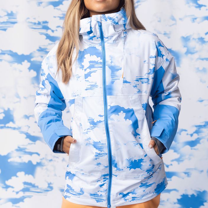 Women's snowboard jacket ROXY Chloe Kim azure blue clouds 9