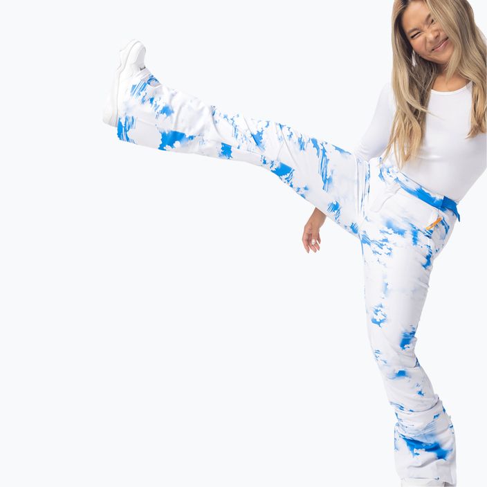 Women's snowboard trousers ROXY Chloe Kim azure blue clouds 4