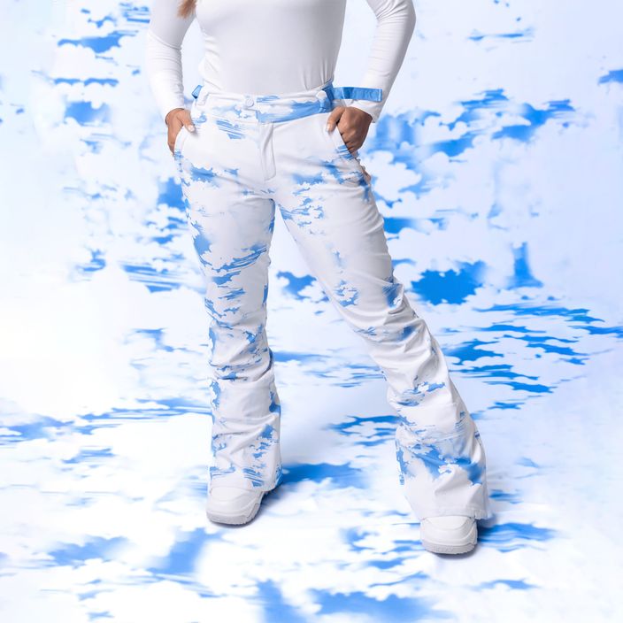 Women's snowboard trousers ROXY Chloe Kim azure blue clouds 9