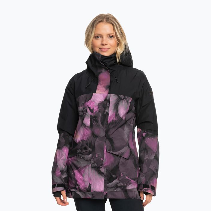 Women's snowboard jacket ROXY Gore-Tex Glade Printed true black pansy pansy